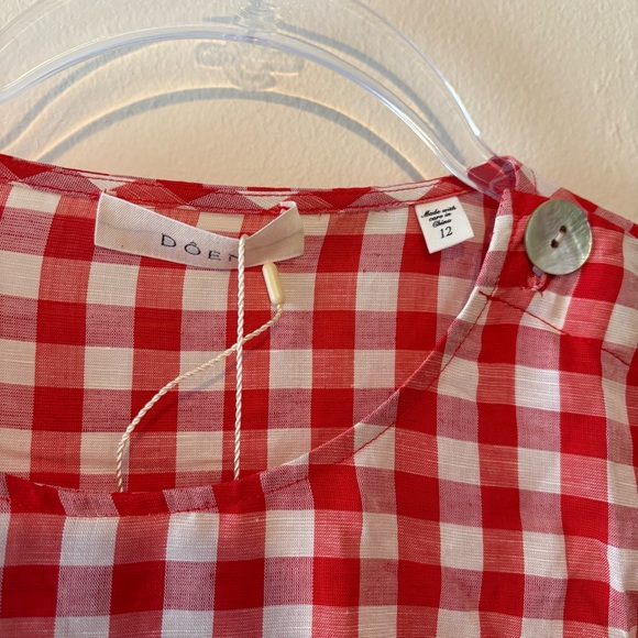 New Doen Coralie mini dress in scarlet Marilyn gingham - Picture 6 of 10